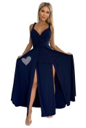 Elegancka długa suknia wiązana na wiele sposobów - GRANATOWA Numoco